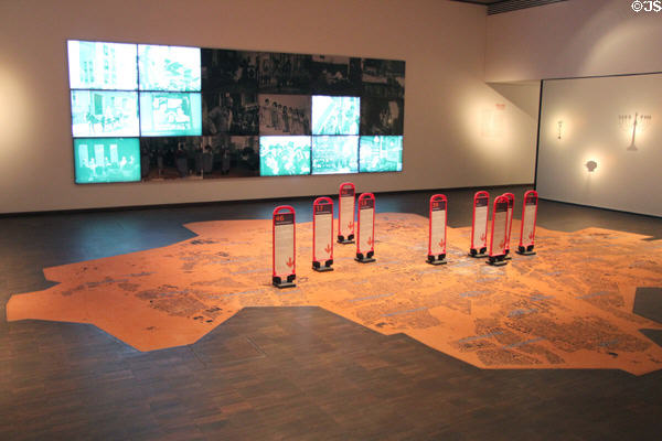 Room-size interactive map to familiarize visitors with Jewish history of Munich at Jewish Museum Munich. Munich, Germany.
