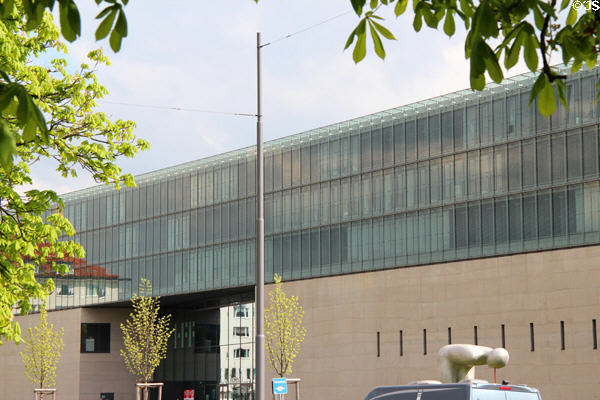 Facade of building shared by Museum Ägyptischer Kunst & University of Television & Film. Munich, Germany.