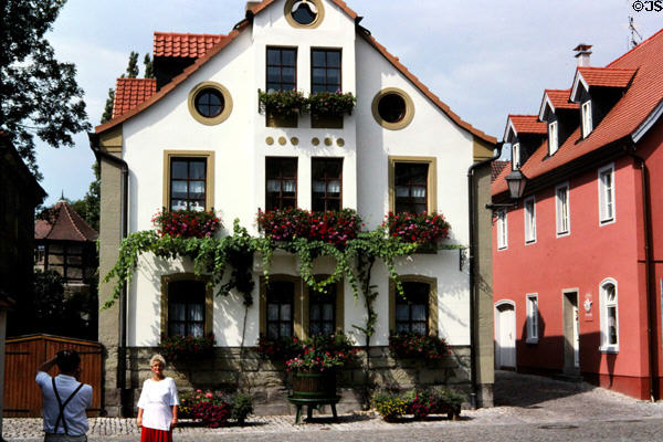 Typical streetscape in small town in Bavaria. Germany.