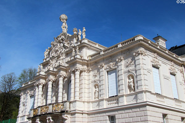 Linderhof Castle (1869-79), small palace of Ludwig II, located in secluded valley of Ammergau Alps. Ettal, Germany. Style: Baroque.