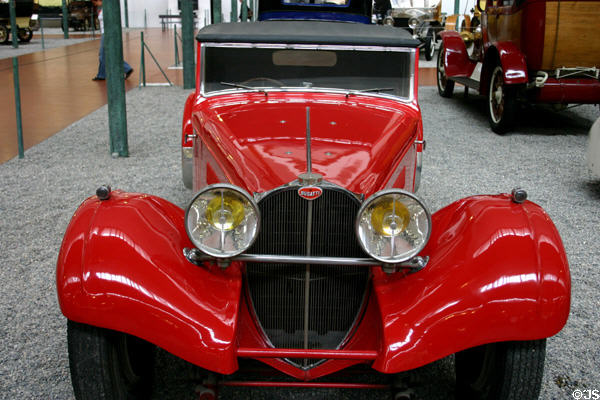 Bugatti (1938) cabriolet type 57S, France; 200km/h (8 cylinders) in Schlumpf National Automobile Museum. Mulhouse, France.