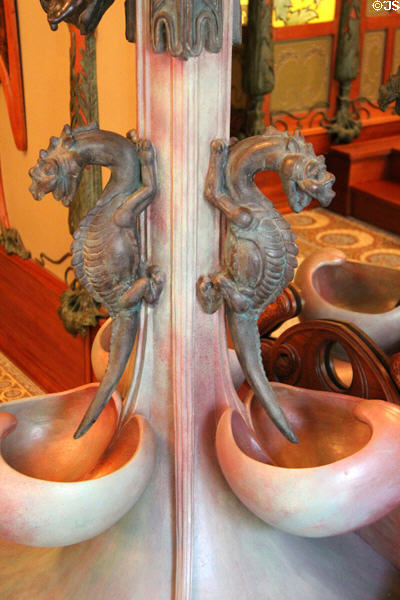Dragons on Art Nouveau style fountain in Boutique Fouquet at Carnavalet Museum. Paris, France.