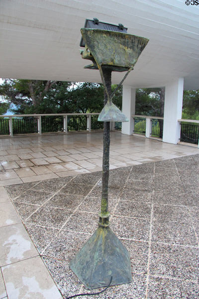 Sculpted bronze lampstand atop Fondation Maeght. St Paul de Vence, France.