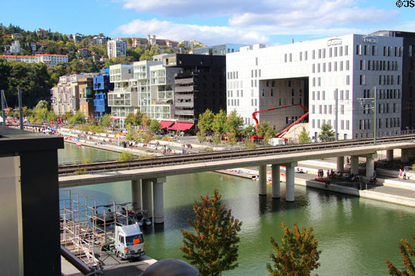 Modern residential & office buildings on Quai Antoine Riboud in Confluence district. Lyon, France.