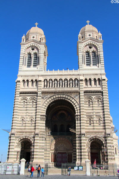 Romanesque & Byzantine Revival details of Marseille Cathedral. Marseille, France.