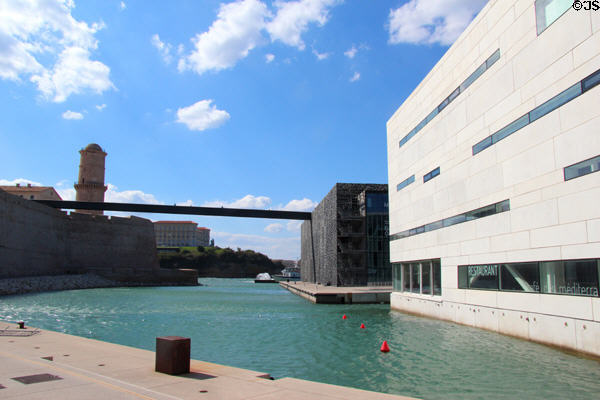 Foot bridge from fort Saint-Jean to MuCEM museum. Marseille, France.