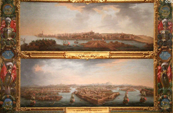 Two painted vistas of Malta (18thC) by Alberto Pullicini at Museum of European and Mediterranean Civilisations. Marseille, France.