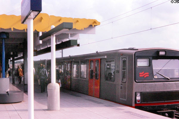 Regional commuter train in Amsterdam. Amsterdam, Netherlands.