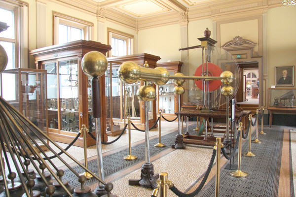 Gallery with scientific & electrical instruments at Teylers Museum. Haarlem, Netherlands.