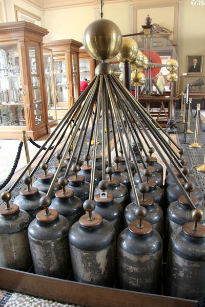 Electrical Leyden storage jars at Teylers Museum. Haarlem, Netherlands.