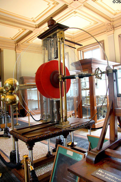 Elegant antique electrostatic generator, the world's largest scientific instrument at that time, designed by Martinus van Marum made by John Cuthbertson (1784-91) at Teylers Museum. Haarlem, Netherlands.