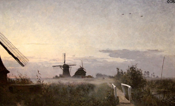 Windmills near Giethoorn painting (c1882-5) by Willem Bastiaan Tholen at Teylers Museum. Haarlem, Netherlands.
