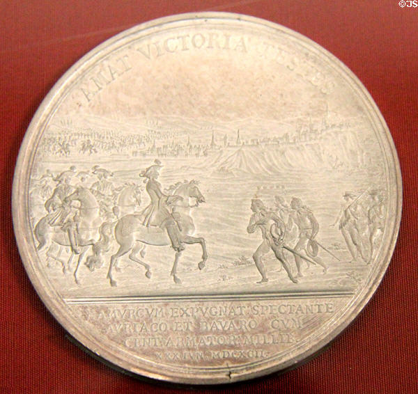 Namur recaptured from the French by Willem III commemorative medal (1695 ) by Jan Smeltzing at Teylers Museum. Haarlem, Netherlands.