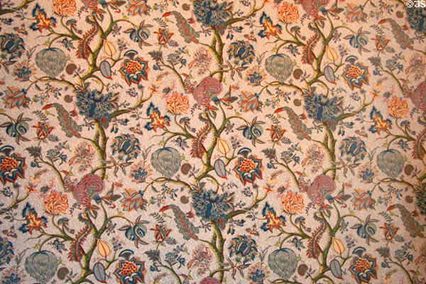Detail of floral wall paper used in the home of Pieter Teyler at Teylers Museum. Haarlem, Netherlands.