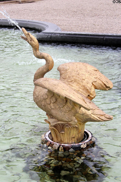 Statue of swan blowing water in Venus Fountain. Het Loo, Netherlands.