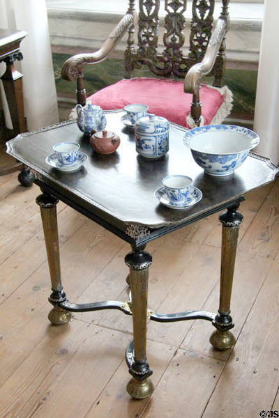 Oriental style porcelain on tea table. Het Loo, Netherlands.