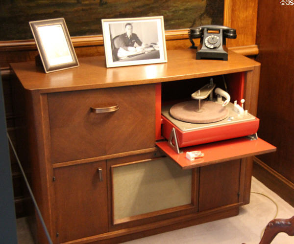 Example of mid-20thC furnishings, including turntable, preferred by Prince Bernhard. Het Loo, Netherlands.