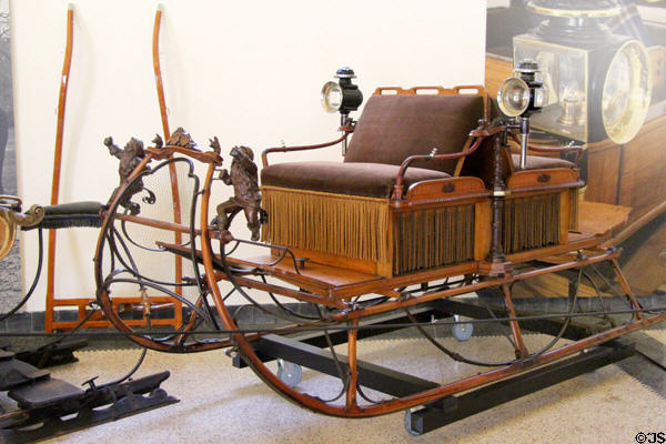 Gnome Sleigh (1880), made by P. Scheurer & Co. Dusseldorf, used by Wilhelmina & Hendrik to take rides around the Royal Estate adjacent to Het Loo. Het Loo, Netherlands.