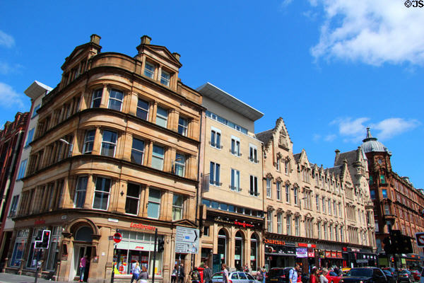 Heritage commercial buildings along Trongate. Glasgow, Scotland.