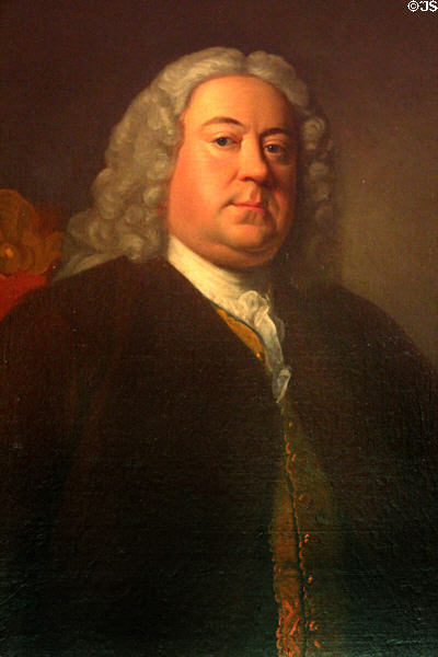 Detail of portrait of Sir James Dalrymple by Allan Ramsay in dining room at Newhailes. Musselburgh, Scotland.
