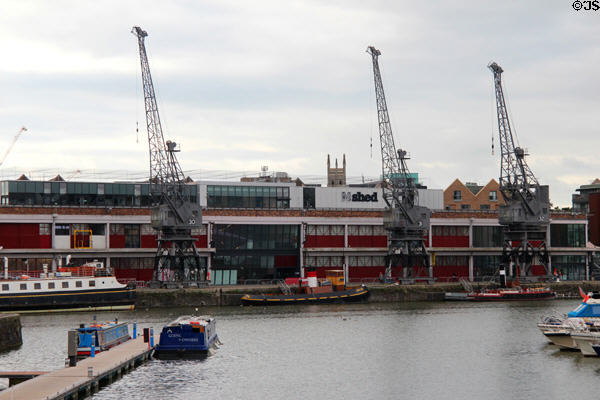 One of many warehouses, now used as M-Shed Museum, located on Prince's Wharf at Floating Harbour. Bristol, England.