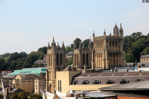 Towers of Bristol Cathedral. Bristol, England.
