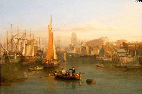 St. Mary Redcliffe & Redcliffe Parade from Prince Street Bridge painting (1826) by Samuel Jackson at M-Shed Museum. Bristol, England.