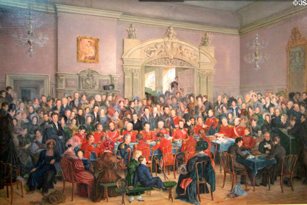 The Trial of Colonel Brereton painting (1834) by Rolinda Sharples, depicting the court-martial of the officer who refused an order to open fire on crowds during the protest in Bristol at M-Shed Museum. Bristol, England.