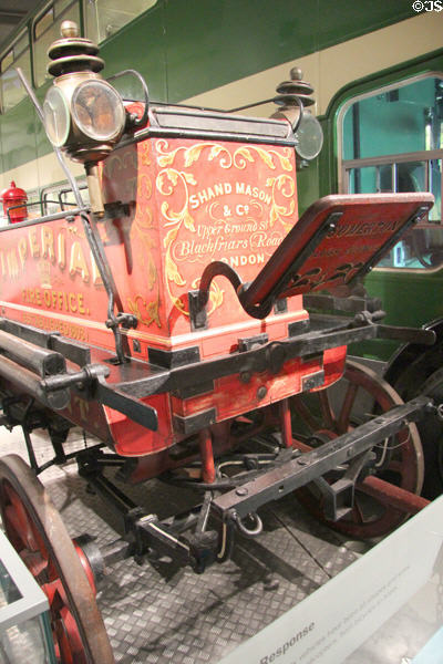 Fire equipment made by Shand Mason for Bristol under the authority of the Imperial Fire Office at M-Shed Museum. Bristol, England.
