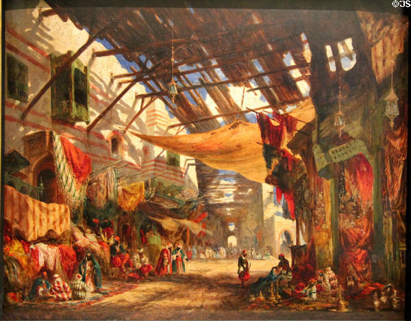 The Carpet Bazaar, Cairo painting (1843) by William James Müller at Bristol Museum & Art Gallery. Bristol, England.