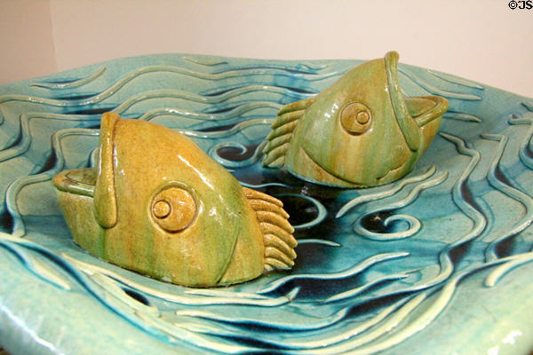 Detail of Ceramic model (1993) for bronze drinking fountain which is placed in Castle Park, Bristol made by Kate Malone at Bristol Museum & Art Gallery. Bristol, England.