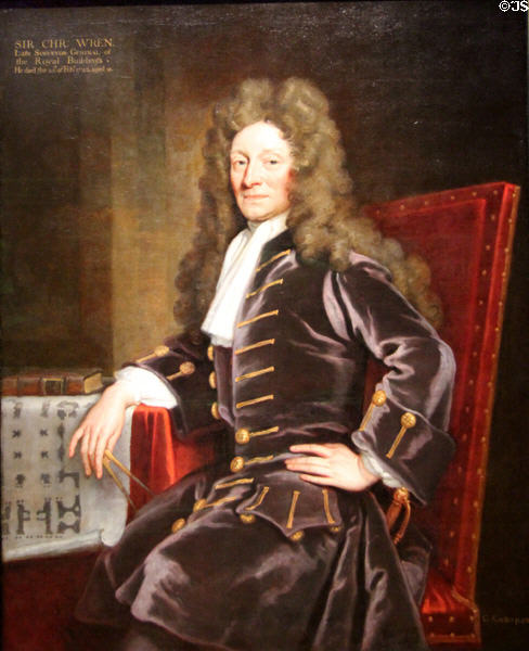 Sir Christopher Wren (1632-1723) architect portrait (1711) by Sir Godfrey Kneller at National Portrait Gallery. London, United Kingdom.