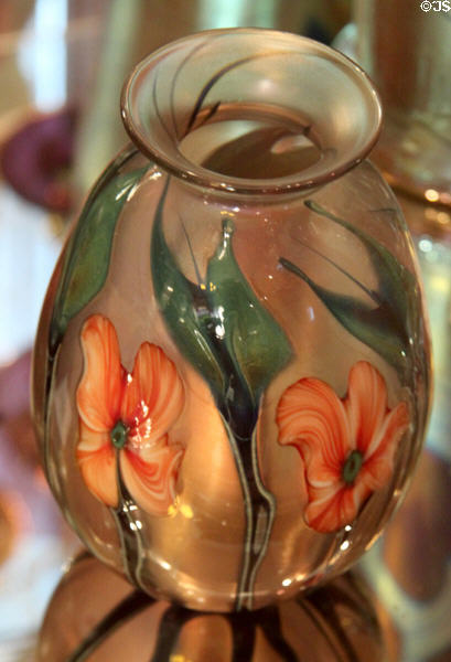 Glass vase (1941) by Lotton Art Glass at Historical Glass Museum. Redlands, CA.