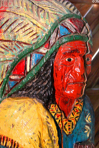 Detail of cigar store Indian at Orange Empire Railway Museum. Perris, CA.