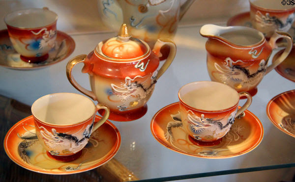 Asian export coffee set with dragon design at Angels Camp Museum. Angels Camp, CA.