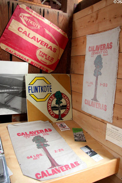 Calaveras Cement Co. sacks at Red Barn Museum. San Andreas, CA.