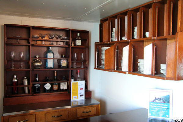 Bar aboard USS Potomac where President F.D. Roosevelt mixed drinks for guests. Oakland, CA.