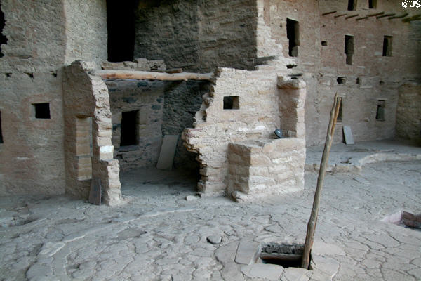 Ladder descending into Kiva at Spruce Tree House in Mesa Verde National Park. CO.