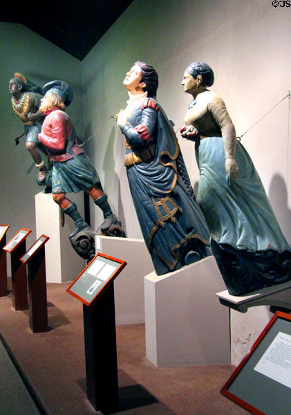 Collection of ship figureheads at Mystic Seaport art museum. Mystic, CT.