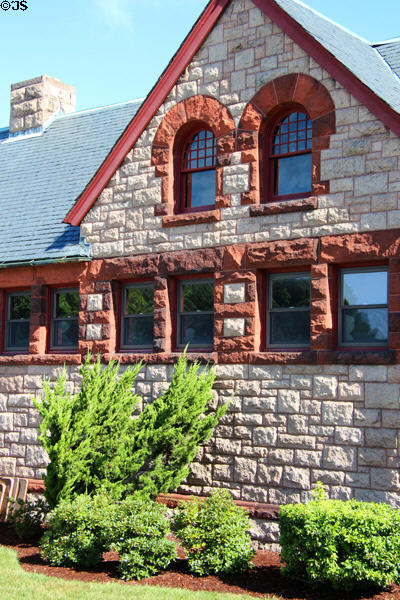 Richardsonian Romanesque details of Bill Memorial Public Library. Groton, CT.