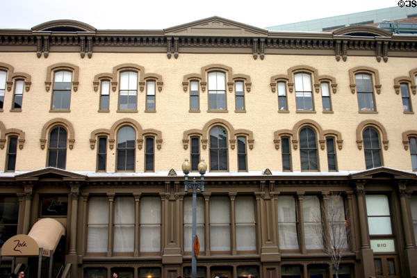 810 F St. NW (1875-92) show rhythmic window pattern. Washington, DC. Style: Italianate. On National Register.