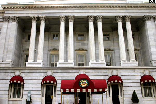 General Post Office (1842 & 66) (F at 7th St. NW) now Hotel Monaco. Washington, DC. Style: Classical revival. Architect: Robert Mills, then Thomas U. Walter. On National Register.