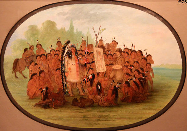 Catlin painting the portrait of Mah-to-toh-pa - Mandan (1861-9) by George Catlin at National Gallery of Art. Washington, DC.