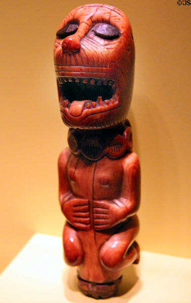 Ivory & stone staff finial (19thC) by Kongo peoples of Mayombe region of Democratic Republic of the Congo at National Museum of African Art. Washington, DC.