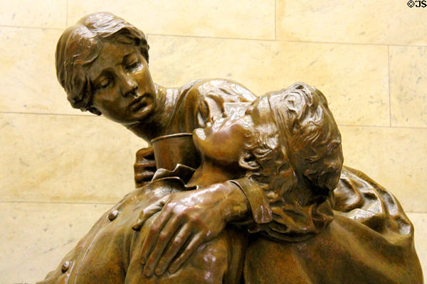 Detail of Civil War Army Nurses monument at Massachusetts State House. Boston, MA.
