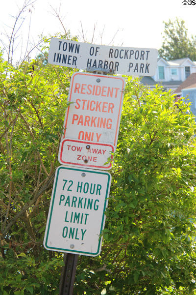 Rockport parking signs. Rockport, MA.