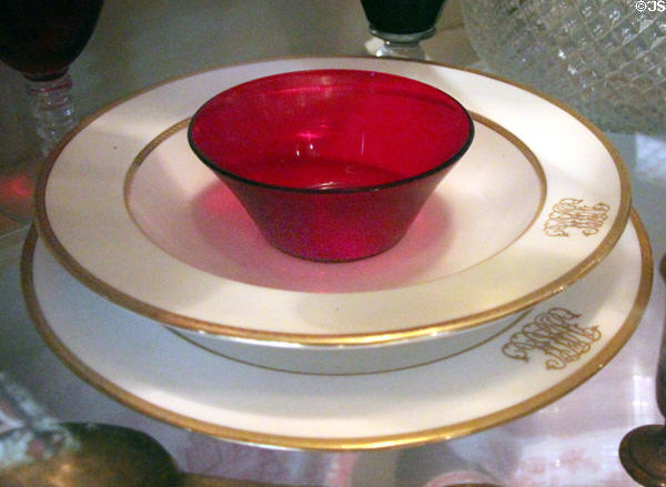 Dinner service at Hammond Castle Museum. Gloucester, MA.