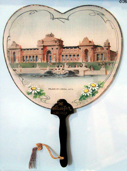 Palace of Liberal Arts souvenir fan from 1904 Louisiana Purchase Exposition at Chatillon-DeMenil Mansion. St. Louis, MO.