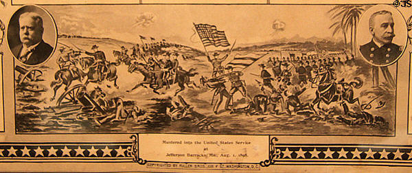 Spanish American War (1898) Soldier's Memorial poster detail at Jefferson Barracks Military Museum. St. Louis, MO.