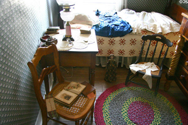 Becky Thatcher House bedroom at Mark Twain Boyhood Home & Museum. Hannibal, MO.